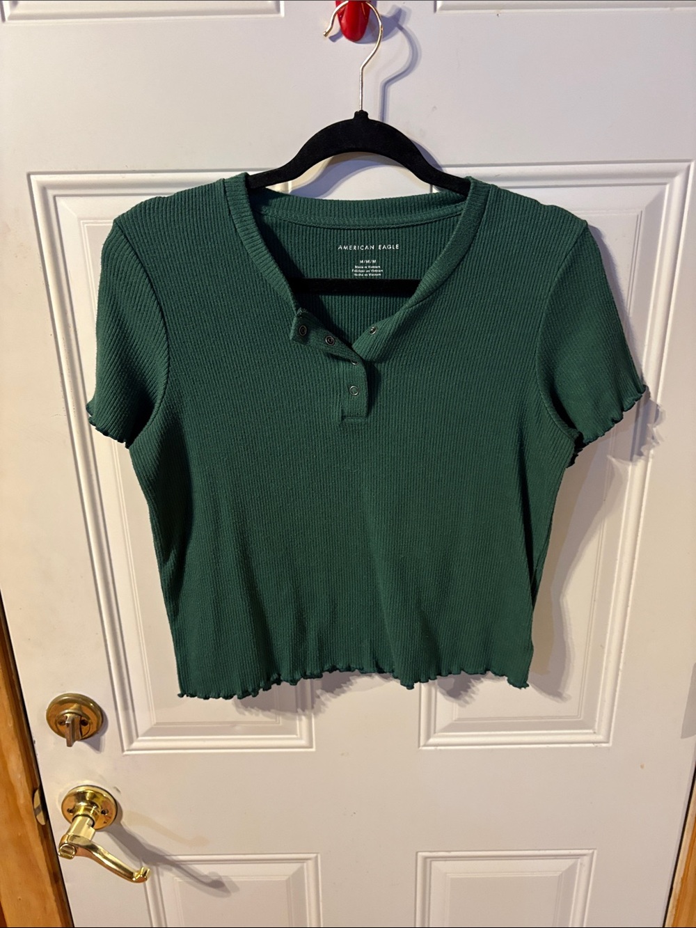 American Eagle Stretchy Crop Top in Green Size Medium